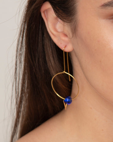 Blue GeoX Glass Earrings