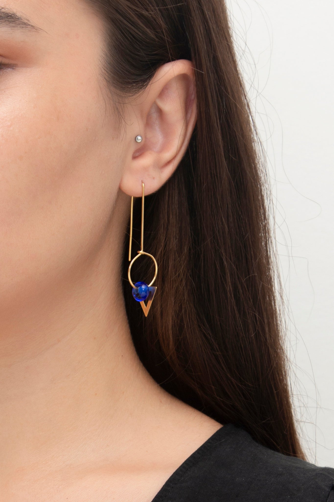 Blue Geo Glass Earrings