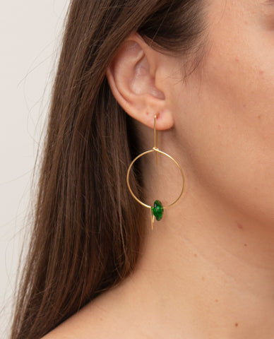 Emerald GeoX Glass Earrings