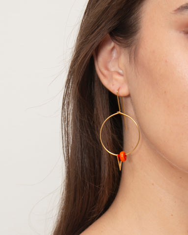 Orange GeoX Glass Earrings