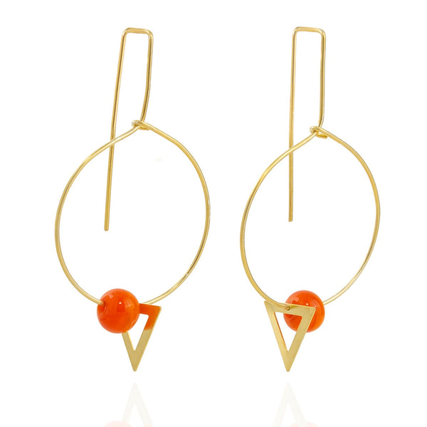 Orange GeoX Glass Earrings