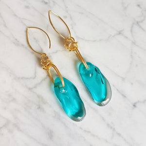 Turquoise Flow Glass Earrings