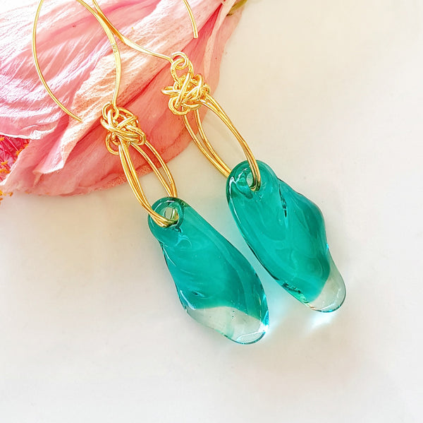 Turquoise Flow Glass Earrings