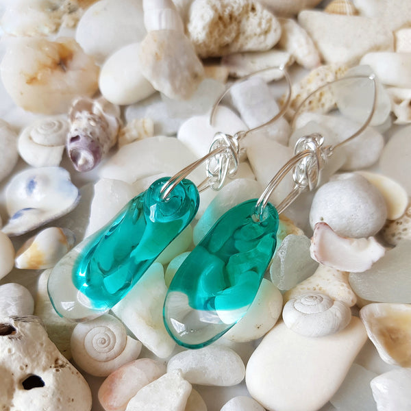 Turquoise Flow Glass Earrings