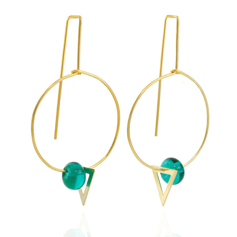 Turquoise GeoX Glass Earrings